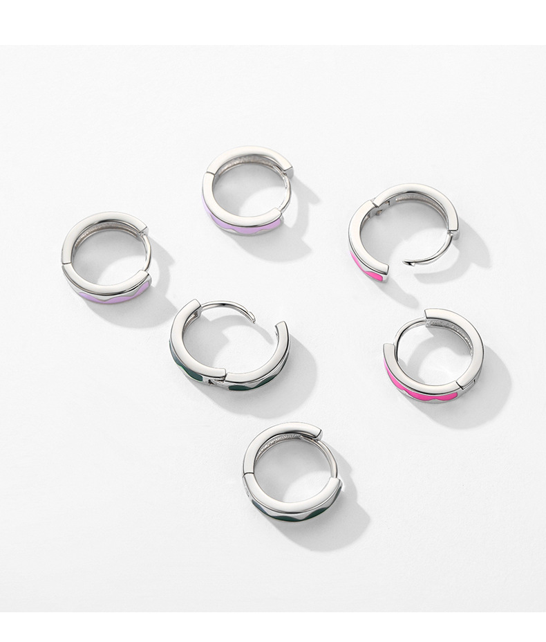 Simple Style Printing Sterling Silver Epoxy Earrings 1 Pair