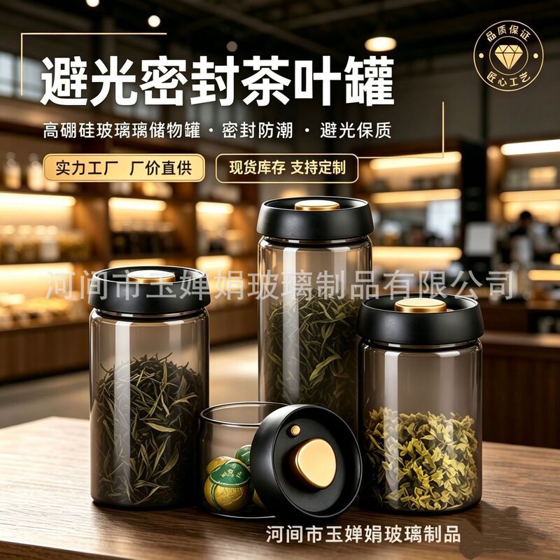 Vacuum Tea Canister, Coffee Bean Distribution and Storage, Genuine Product Storage Jar, Food-Grade High-End Moisture-Proof Glass Jar, High Borosilicate Vacuum Tea Canister, Coffee Bean Distribution and Storage, Genuine Product Storage Jar, Food-Grade High-End Moisture-Proof Glass Jar, High Borosilicate