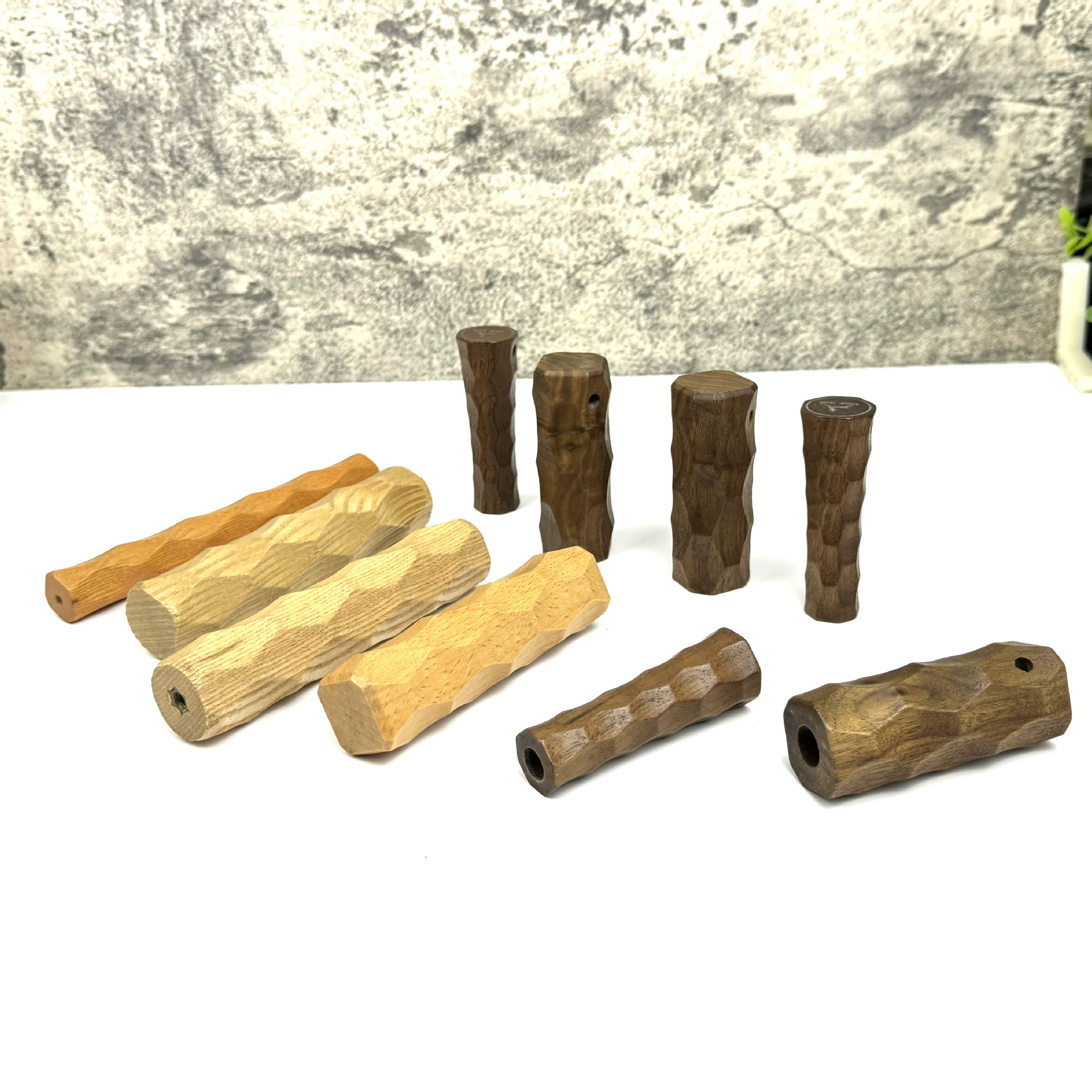 Креативная ромбовидная ручка из бука, ручка из черного ореха, ручка из цельного дерева, кухонная утварь, деревянная ручка, фурнитура, нож, деревянная ручка