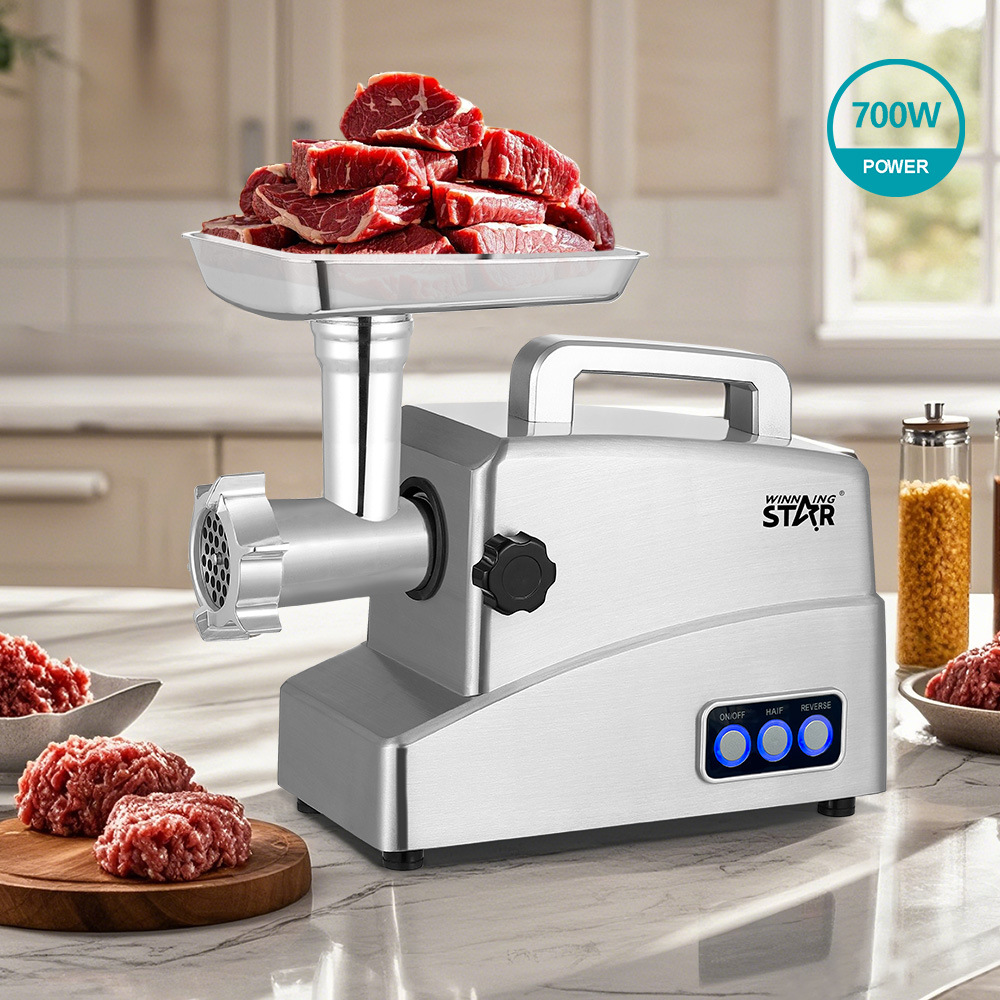 Winningstar transfronteriza Británico Europeo estándar de acero inoxidable hogar picadora de carne máquina de salchicha multifunción máquina de picar carne eléctrica