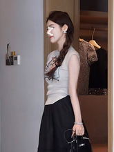 张元一同款女装辣妹修身显瘦卡通印花针织衫女夏季冰丝薄款小上衣