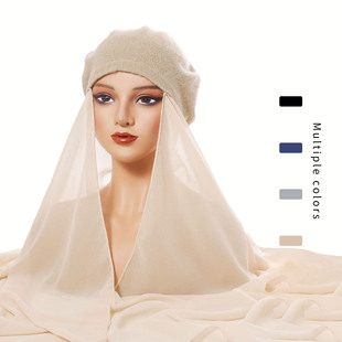 Fashion turret cap multicolor beret scarf cap new chiffon scarf