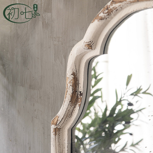 Clothing store retro old-fashioned floor mirror loft bedroom dressing mirror solid wood full-length mirror guesthouse furniture decoration mirror 