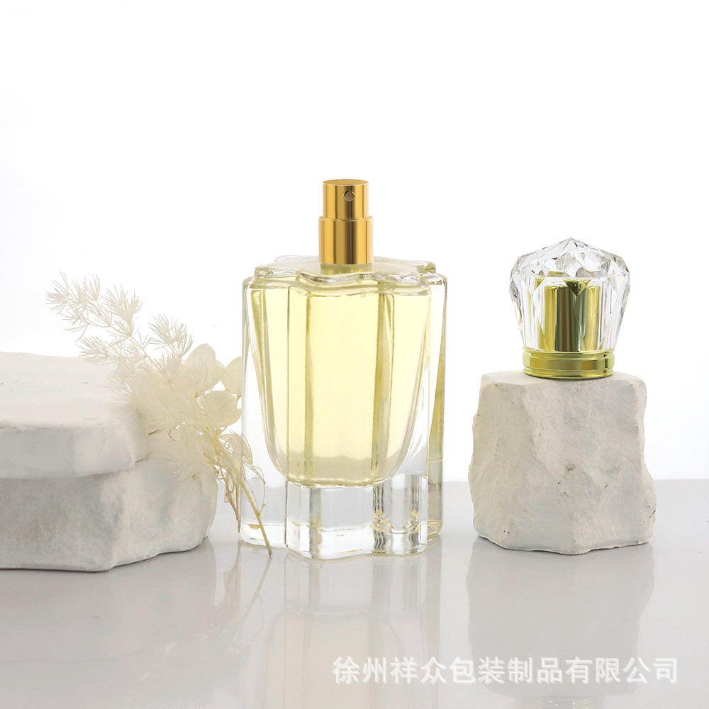 Venta caliente transfronteriza de botellas de perfume de vidrio poligono de alta gama duoleng aceite esencial presionando botellas de spray cosméticos en botellas vacías image 4