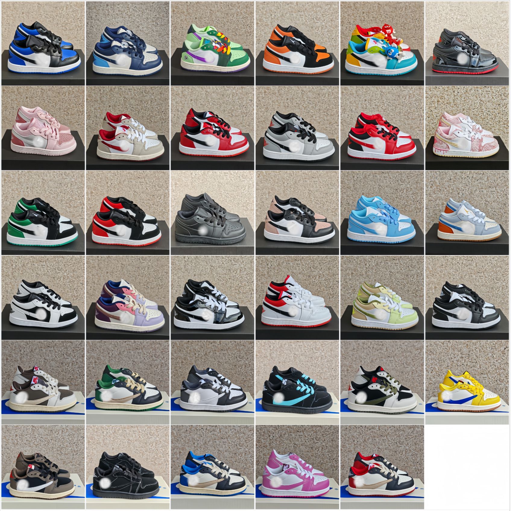 Kiddies Putian Aj1 Low-Top Reverse Hook Nk Joe 1 Kidsren's Shoes Men's and Women's Baby Sneakers Sports and Leisure Basketball Shoes