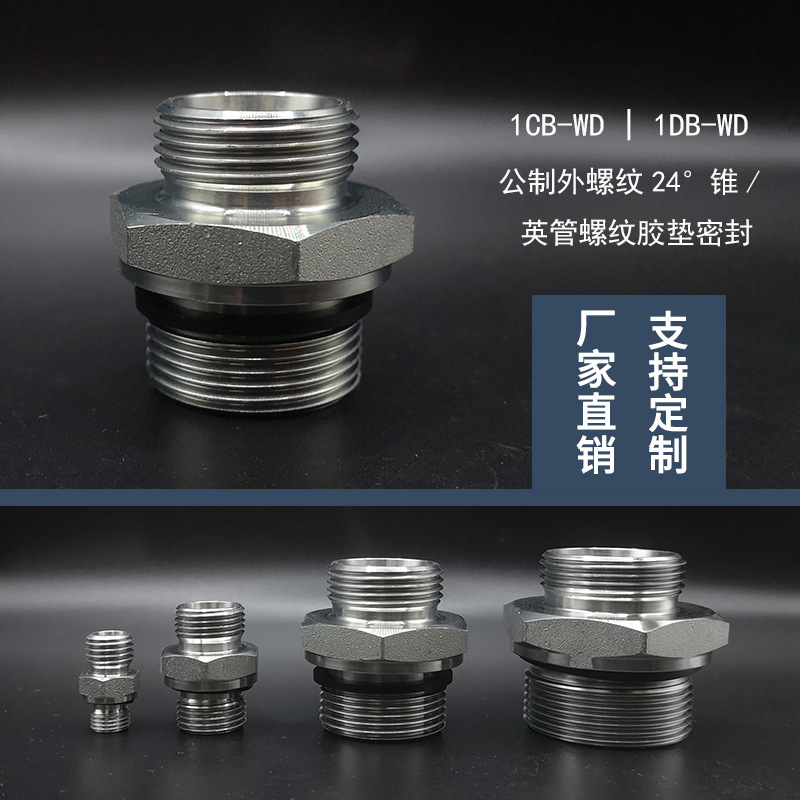 1CM1DM标准卡套式直通管接头液压GE-M-ED胶垫密封过渡接头