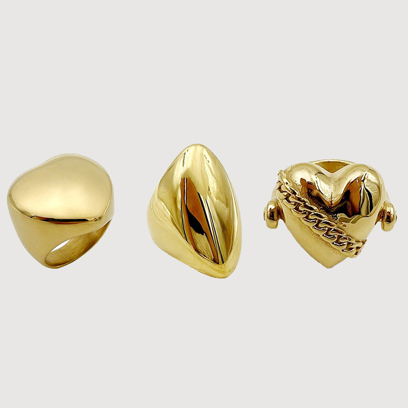 Brand geometric minimalistic universal ring heart shaped stainless…