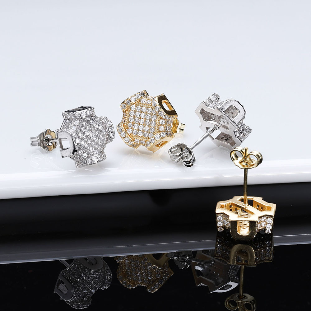hip hop personality new full diamond men's earrings trendy jewelry high end zircon earrings_voghion.com