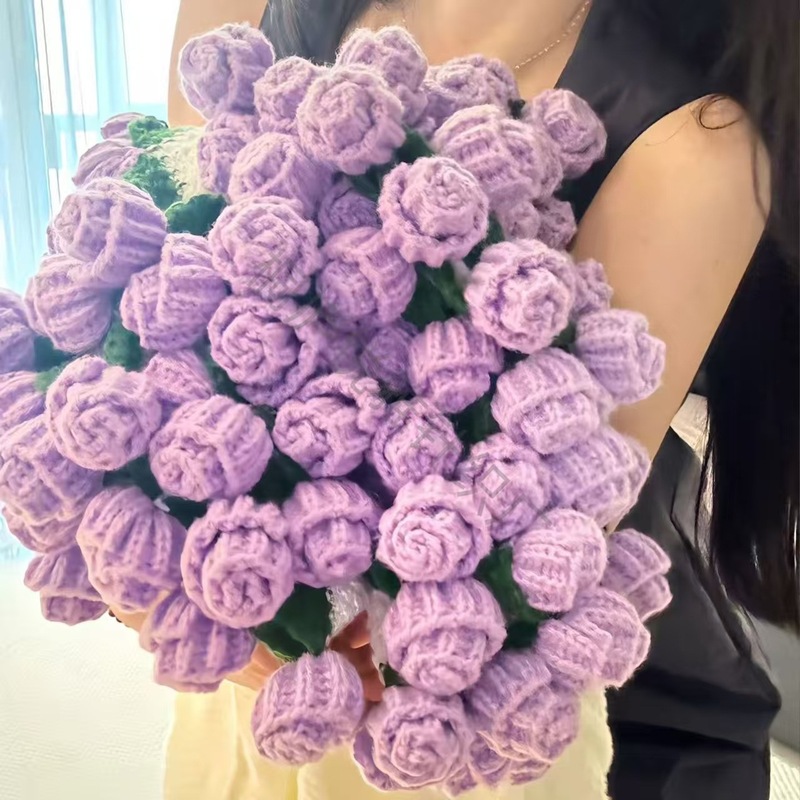 成品手工编织玫瑰花束毯子花毯毛线午睡毯毯子送女友闺蜜七夕礼物|undefined