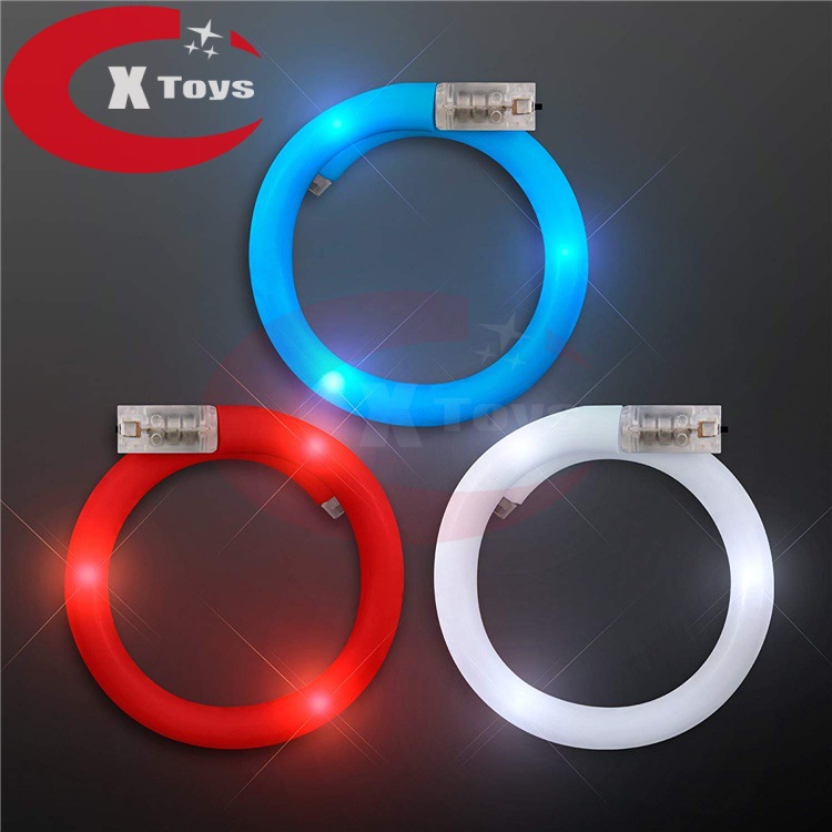 Independence Day Bracelet Red Blue White Led Tube Luminous Bracelet European and American Music Festival Tpu Flash Bracelet Usa Commemoration