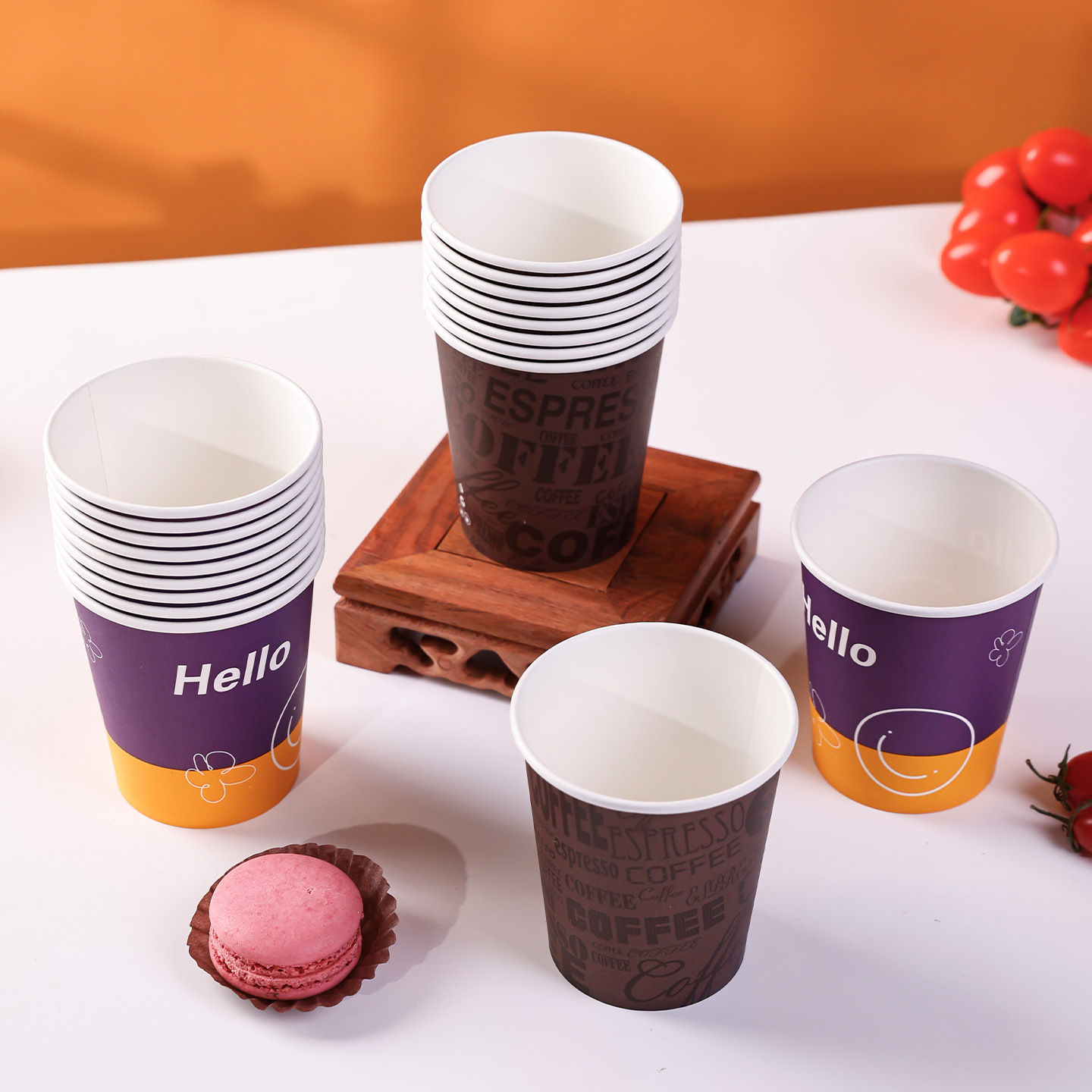 Fabricante mayorista aislamiento térmico anticaldado pulpa de madera nativa taza de papel desechable en el hogar taza de café de doble capa de espesamiento