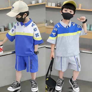 Летний комплект для мальчиков, футболка polo, летняя одежда, форма, популярно в интернете, в западном стиле, короткий рукав
