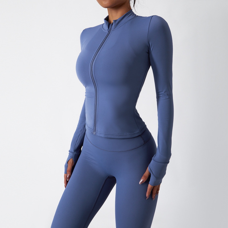 沢創裸感ヨガ服女性秋冬ファスナー長袖フィットネス服セット修身ランニングフィットネスウェア6116|undefined