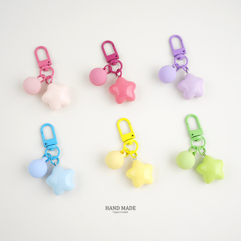 Internet Celebrity Cute Chubby Star Keychain Girl Soft Cute ins Five-pointed Star Pendant for Girlfriend Couple Gift