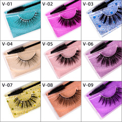 3D thick false eyelashes 1 pair v-line cotton stem false eyelashes natural long and natural beautiful eyelashes