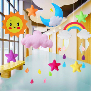 Kindergarten Corridor Environment Layout Moon Cloud Hanging Decoration Children's Room Decoration Dolphin Airplane Room Classroom Hanging Decoration