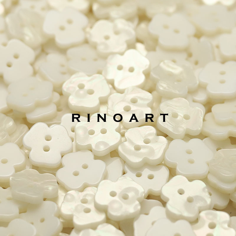 Ruonai Clover Two-Eye Sweater Button Resin Imitation Shell White Button Women's Shirt Knitted Cardigan Button