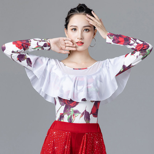 Latin dance tops for practice square dance clothing for women new  autumn and winter modern national standard waltz long sleeves