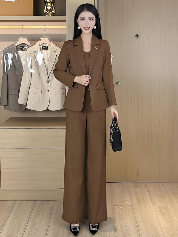 时尚西装套装女2025秋季新款气质修身西服外套背心西装裤三件套潮|undefined