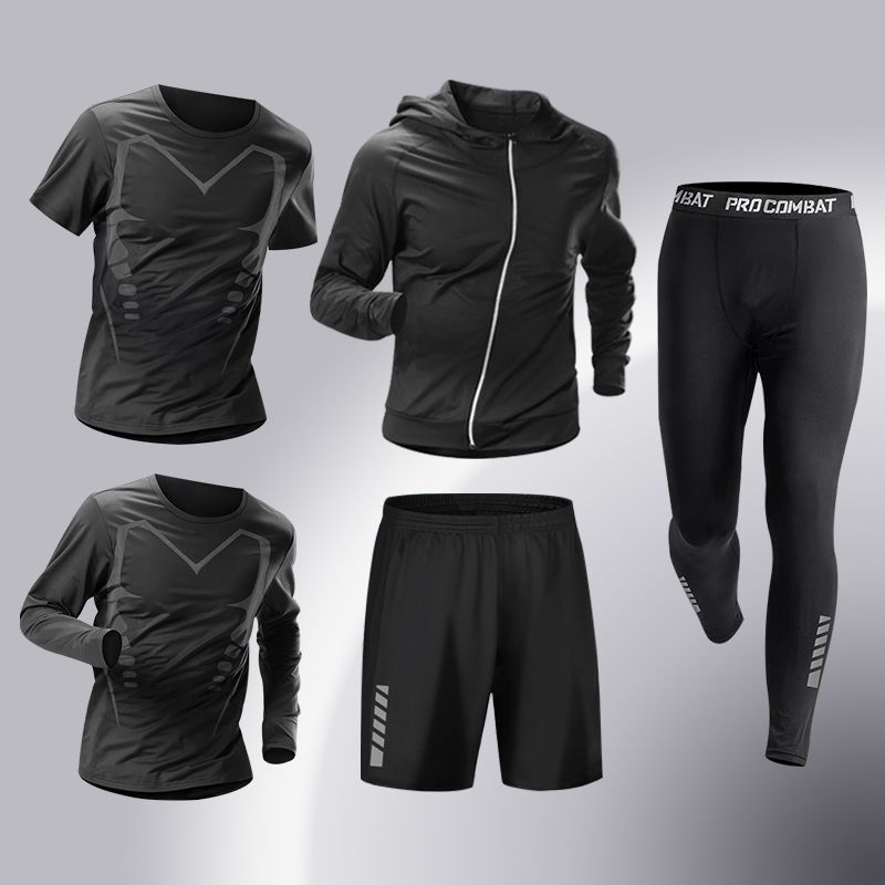 Ropa de fitness para hombres, traje de entrenamiento de baloncesto de alta elasticidad, traje deportivo de secado rápido, traje deportivo de corrida de la mañana, traje deportivo de bicicleta