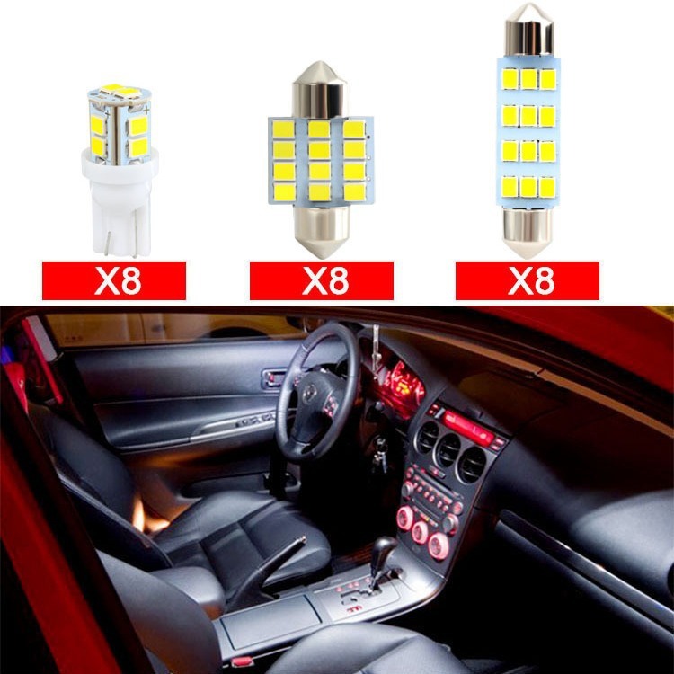 車のledの組合せのセット24pcs t10の幅ライトの2つの先端の読書灯のナンバープレートライトの室内のドアライト|undefined