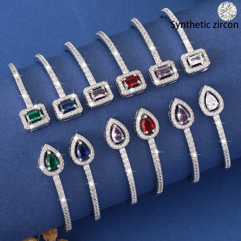 Cross-Border European and American Hot-Selling Bracelets with Diamonds in Green, Blue, and White, Light Luxury, Versatile, High-End Women's Jewelry Cross-Border European and American Hot-Selling Bracelets with Diamonds in Green, Blue, and White, Light Luxury, Versatile, High-End Women's Jewelry