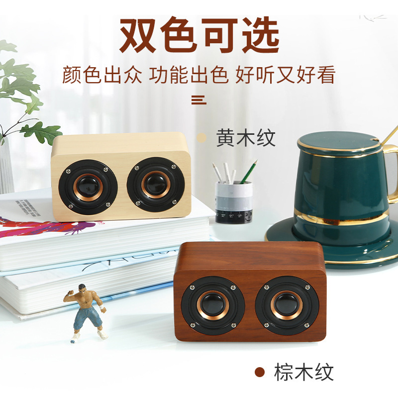 K5Aワイヤレスbluetoothレトロスピーカー木製デスクトップ小音響ギフトロゴ|undefined
