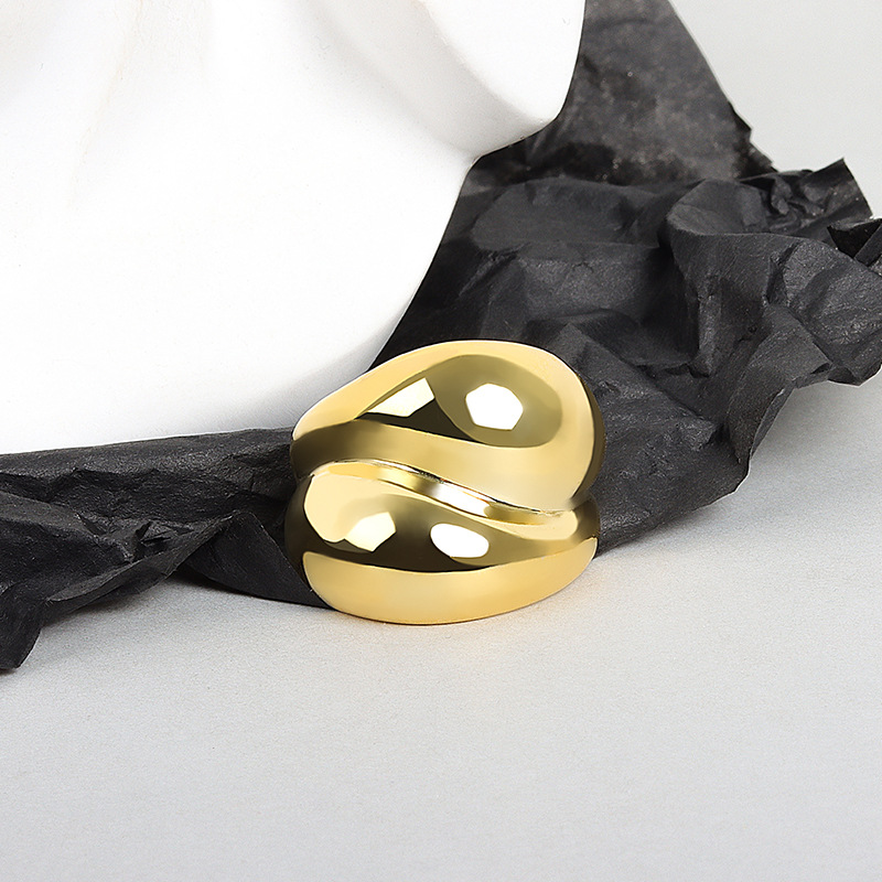 Anillo europeo y americano de moda estilo frío estilo minimalista estilo coreano brillante anillo ancho moda anillo de dedo índice personalizado comercio electrónico transfronterizo