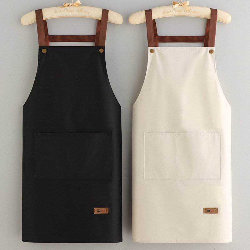 Custom Apron Waterproof Logo Printing Solid Color Workwear Barista Kitchen Milk Tea Shop Anti-Stain Oil Sleeveless Strap