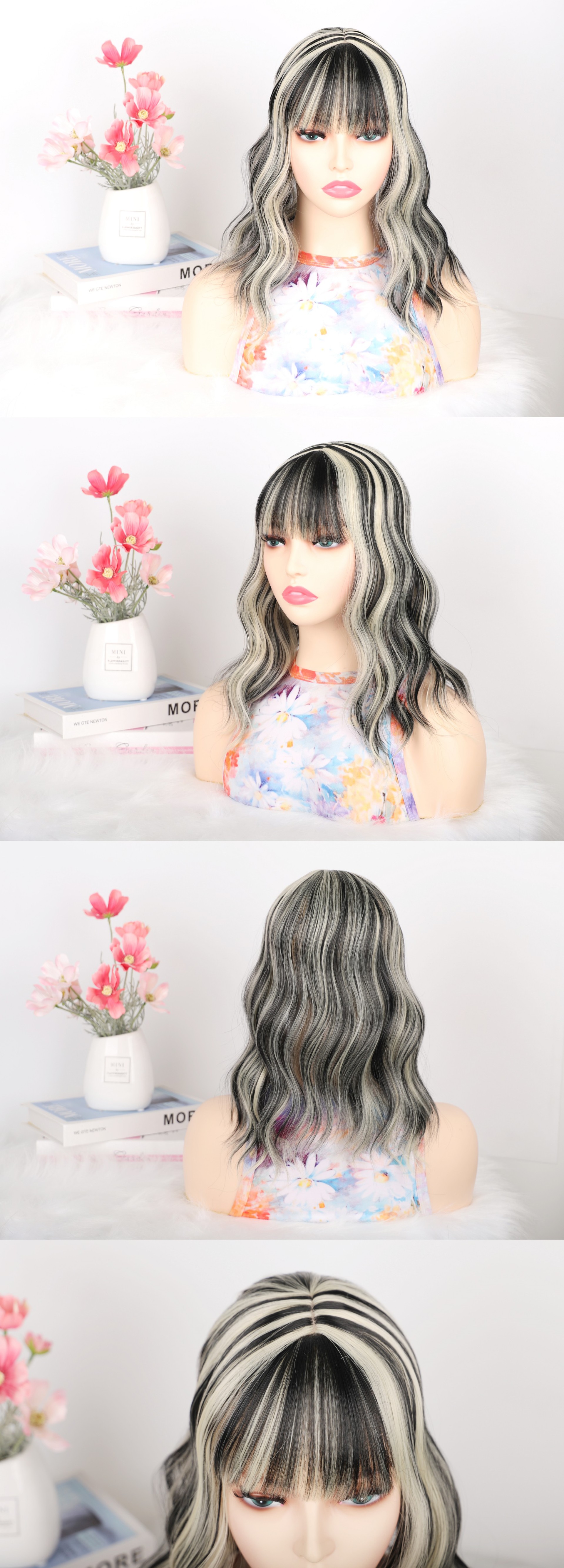 Synthetic hair water ripple block short curly wig_voghion.com