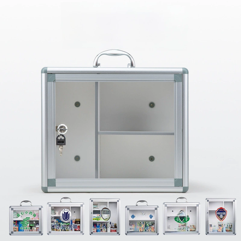Locked home first aid kit aluminum alloy medicine case can print characters multi-layer medical box home medicine box wall-mounted convenient box