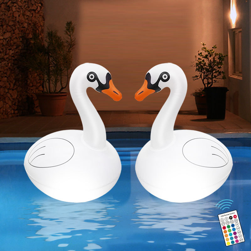 太陽能水漂燈充電LED白天鵝發光燈七彩燈泳池水底燈變色景觀燈