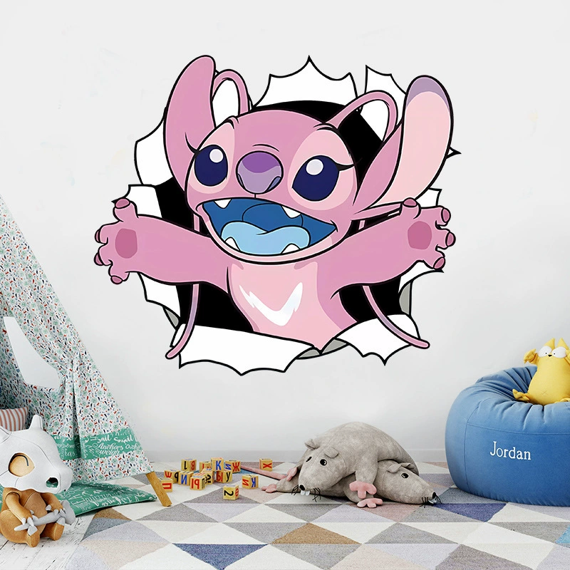 Наклейка с мультяшным ангелом в стиле кросс-бодерной вышивки, самоклеящаяся, водонепроницаемая, с эффектом потрескавшейся бумаги