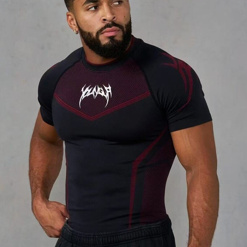 Youngal New Fitness Clothing Coach Sports T-Shirt Bodysuit Men's High Elastic Training Clothing Short-Sleeved Fitness Clothing