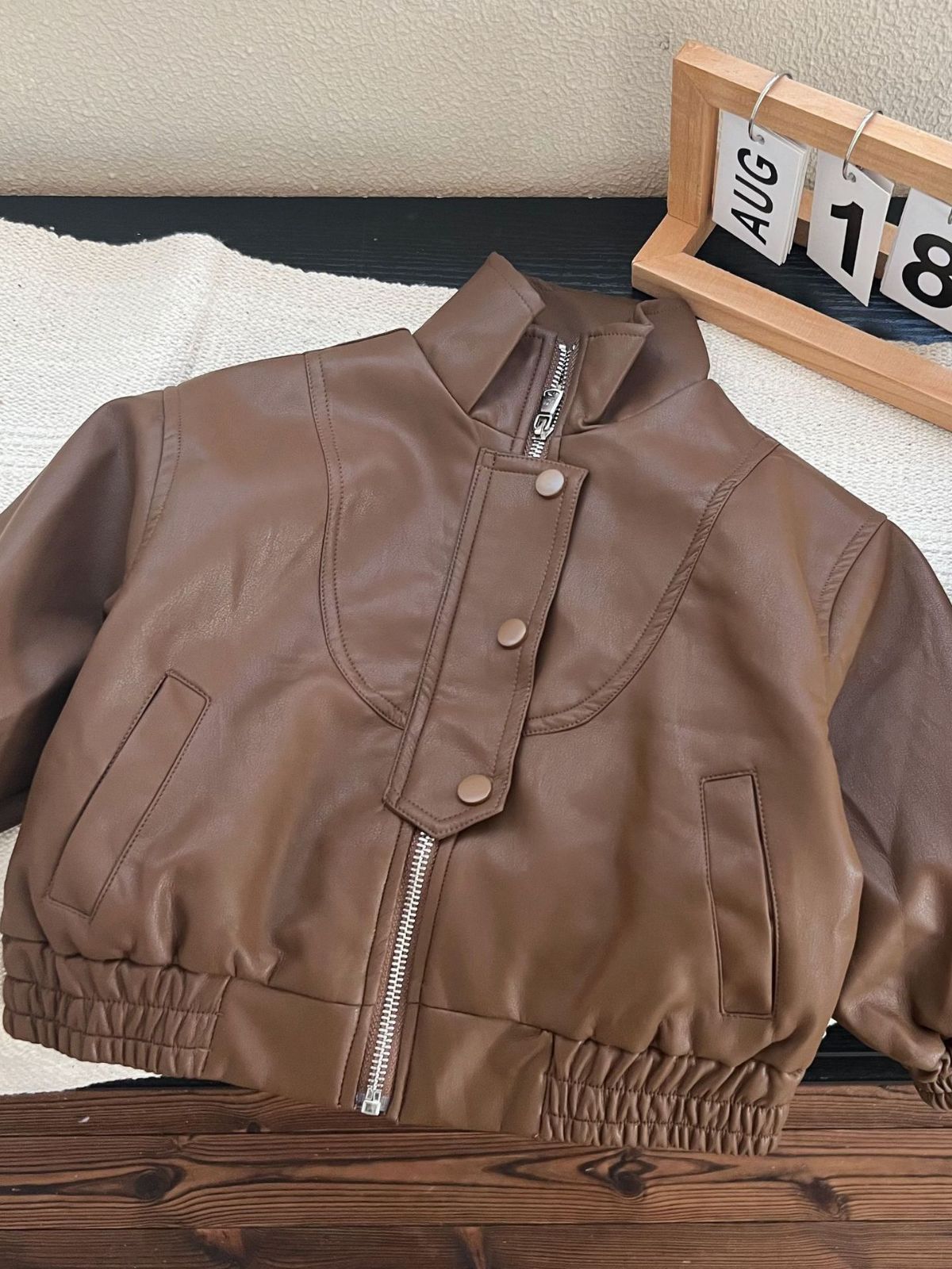 Wheatfield Season Autumn And Winter Korean Children's Clothes Children's Leather Clothes Boys And Girls Unisex Casual Jackets Wallets