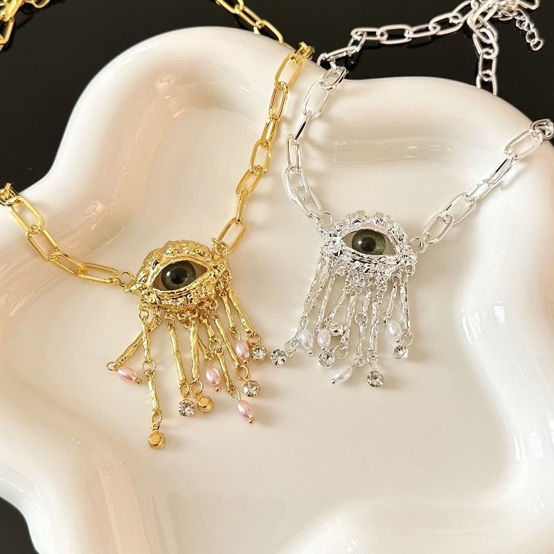 Plating Design Vacation Classic Style Solid Color Alloy Paperclip Chain Pendant Necklaces Wholesale