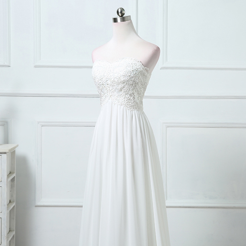 El Comercio exterior europeo y americano Amazon AliExpress deseo elegante vestido de novia tubo superior largo adelgazamiento simple vestido de novia image 4