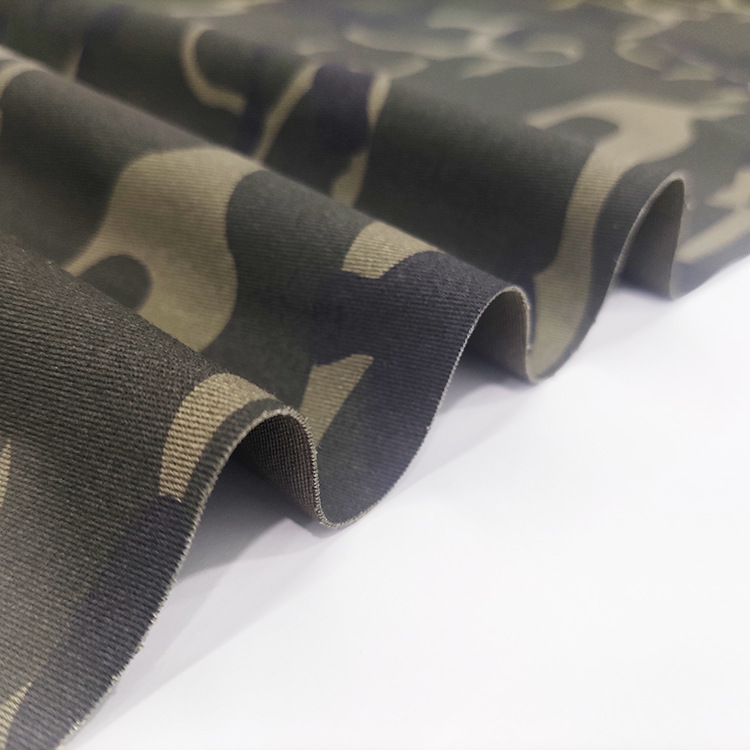 Al por mayor bajo precio twill tejido algodón spandex mezcla de tela impresa de camuflaje