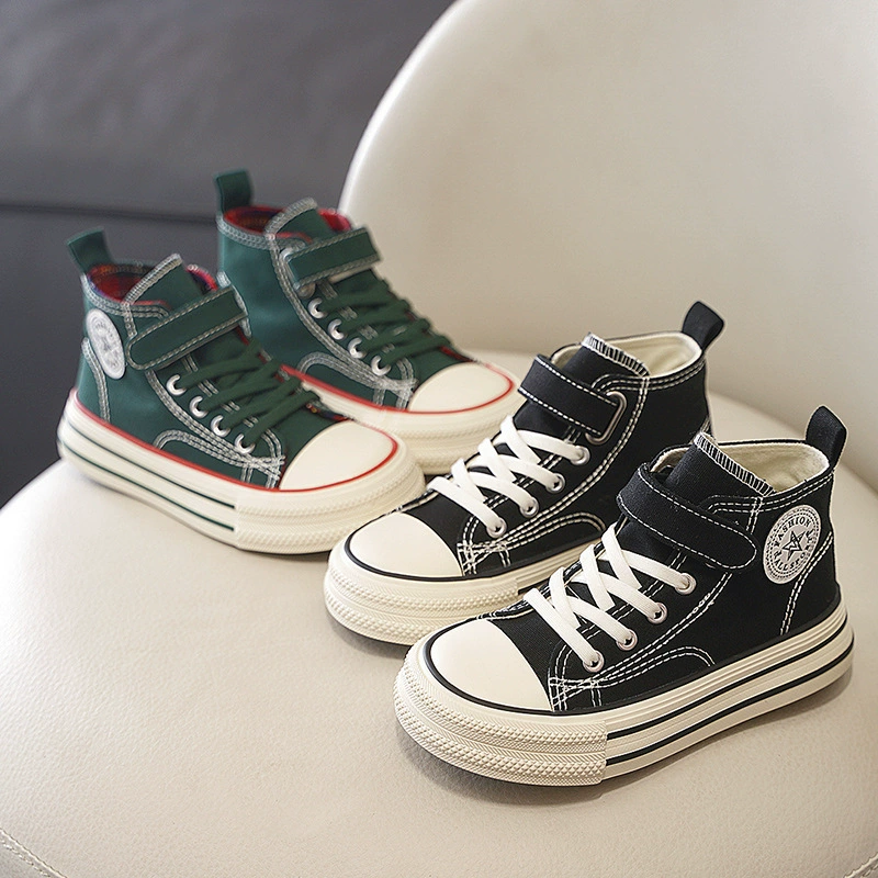 Детские высокие кеды из канваса с изображением Шин-чана для мальчиков, новинка весны и осени 2025 года, универсальные повседневные кроссовки для девочек