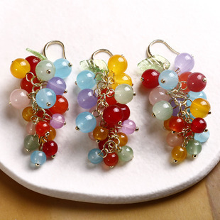 Little Red Book Same Sweet Color Grape Earrings DIY Handmade Braided Hairpin Hair Accessories Earrings Material Wholesale
