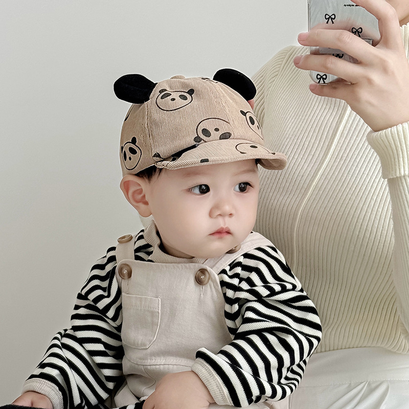赤ちゃんの帽子春と秋のかわいい超萌え柔らかいつばのアヒルの舌の帽子男の子の女の子の日よけ防風秋冬野球帽|undefined