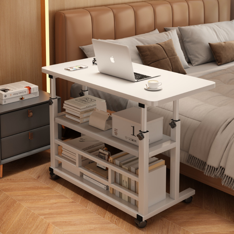 Movable Bedside Table Multi-Layer Storage Computer Desk Home Bedroom Small Office Lift Table Workbench