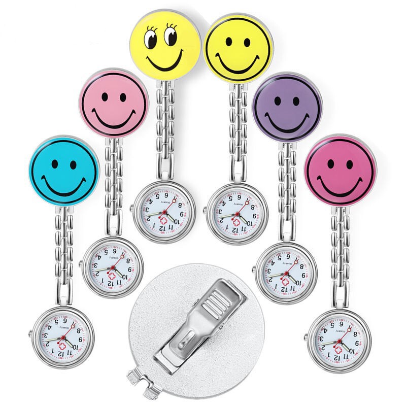 Manufacturer Wholesale Smiley Face Nurse Watches, Smiley Face Round Multi-Color Student Watches for Men and Women, Exam Pocket Watches, Medical Hanging Watches, Chest Watches