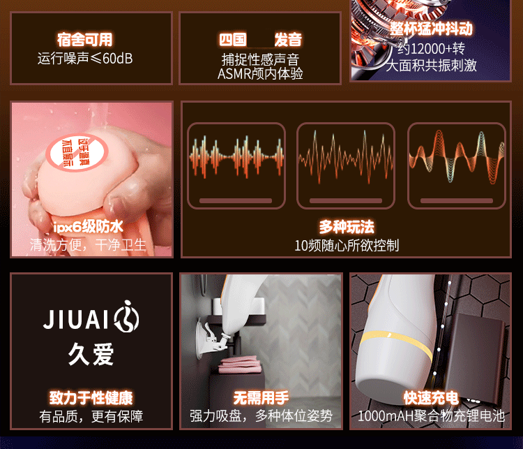 Traveler Automatic Aircraft Cup Male Masturbator with Voice Function, TPE Hands-Free Electric Toy — detail image 4