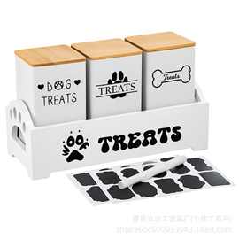 跨境新款实木宠物食物储物盒木质猫粮狗粮收纳盒宠物零食整理盒