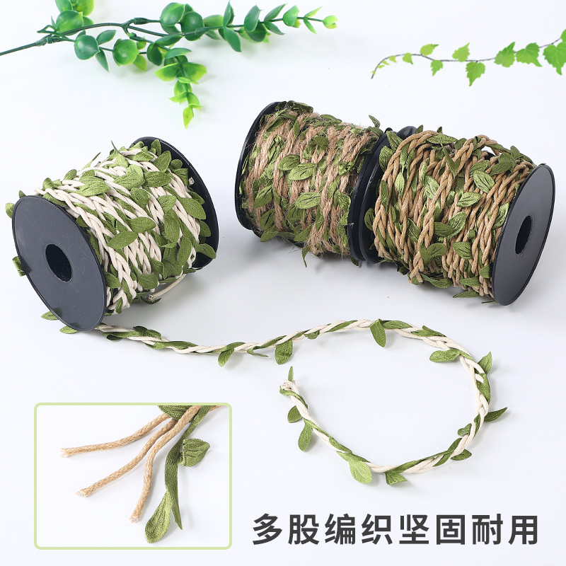 Mori adornos colorido cuerda de cáñamo hecho a mano material de bricolaje deja cuerda de ratán pared decorativa tejida a mano creativa