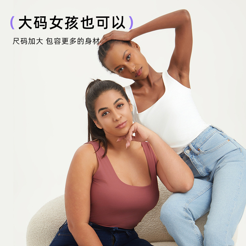 Nuevo cross-border yoga nube camiseta suave mujer U cuello sin mangas doble elástica delgada chaleco de fitness elástico