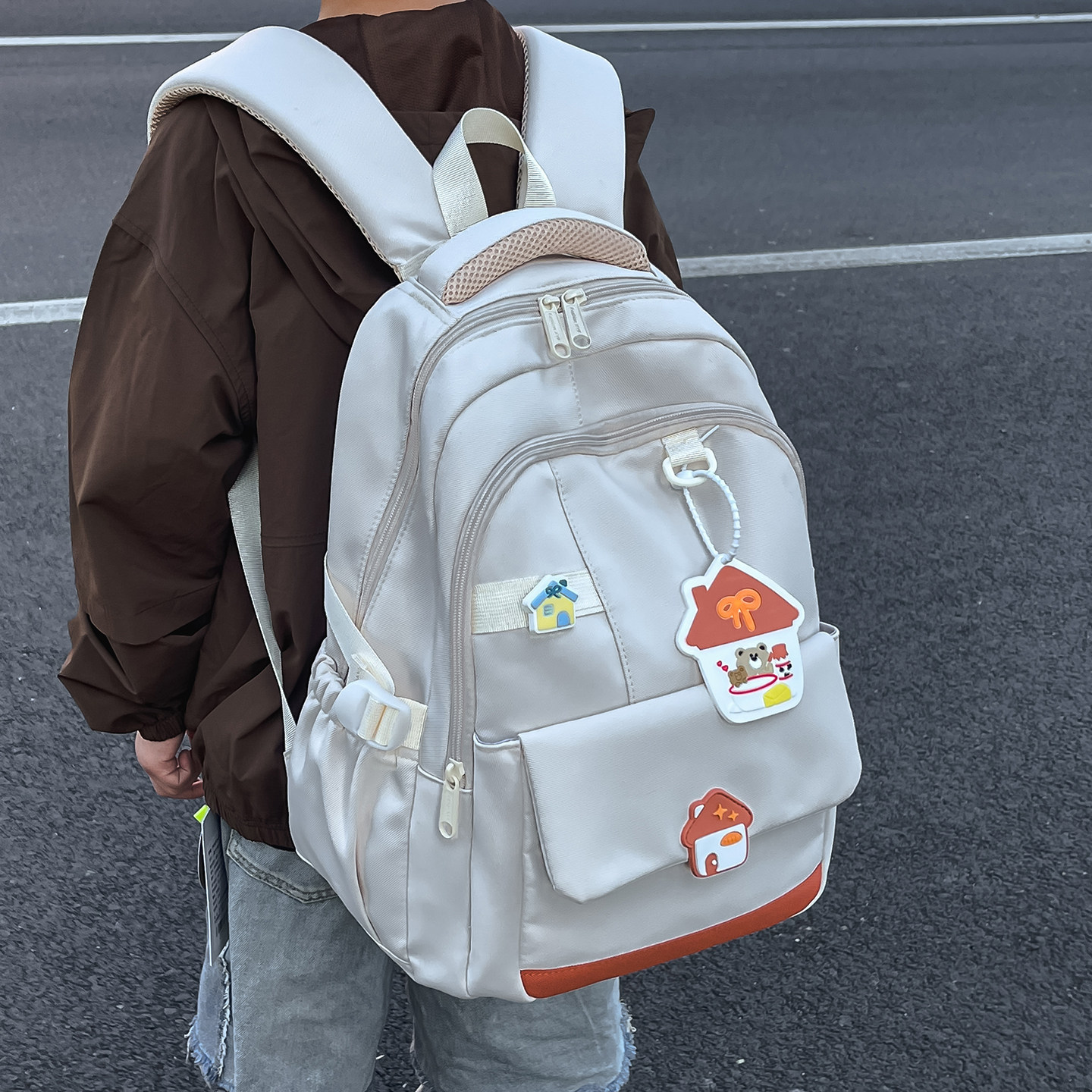 Mochila encantadora mochila japonesa nueva 2026 mochila escolar de gran capacidad estudiante adolescente tarjeta de aprendizaje de viaje a la ventilación