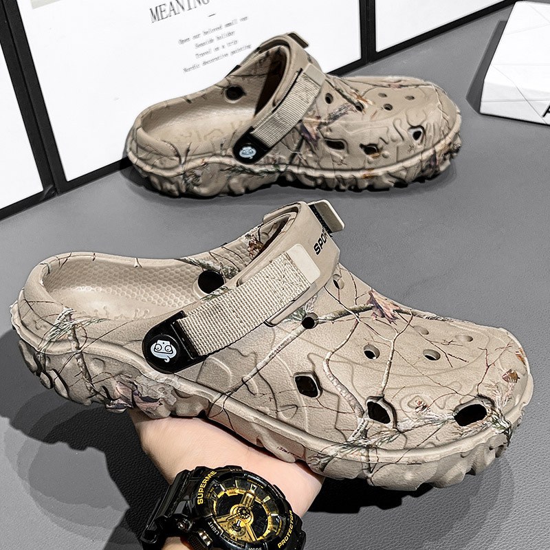 Baotou zapatillas de tamaño grande para hombres zapatos de verano portátiles para el exterior de moda versátil zapatillas de playa
