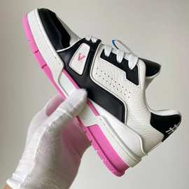 高货L家驴牌玫粉新款配色牛皮板鞋女百搭情侣款运动休闲鞋男